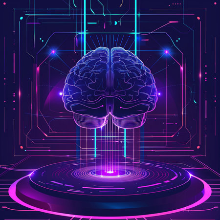 Artificial intelligence technology concept with human brain on abstract background vector illustrationの素材