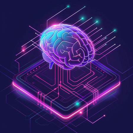 Artificial intelligence concept. 3d isometric brain. Vector illustrationの素材
