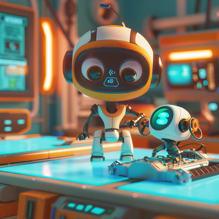 Robot on the table. 3d illustration. Retro robot.の素材