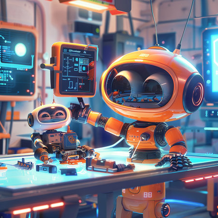 3d rendering robot working in the space, artificial intelligence concept.の素材