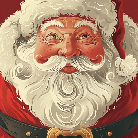 Santa Claus portrait. Santa Claus with bear and mustache. Vector illustration.の素材