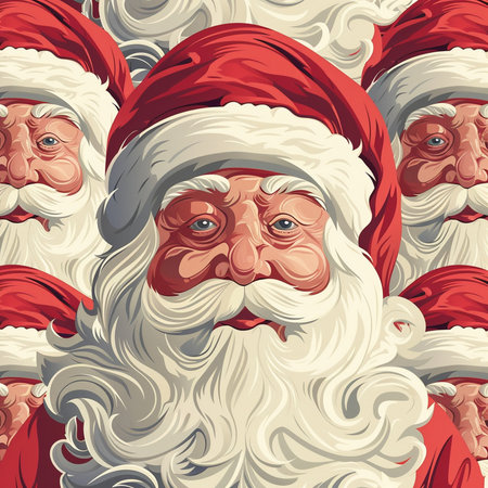 Santa Claus. Seamless pattern. Vector illustration in retro style.の素材