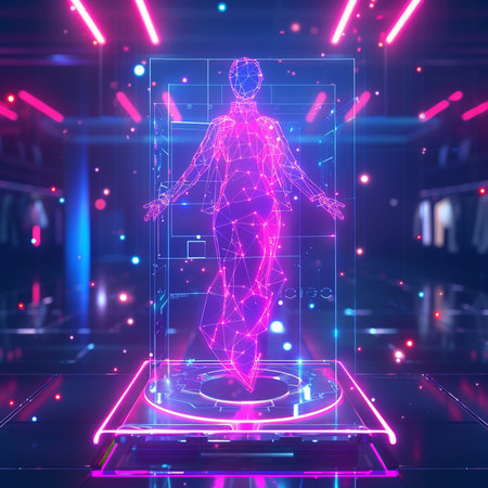 Abstract hologram human body on a futuristic background. 3d renderingの素材