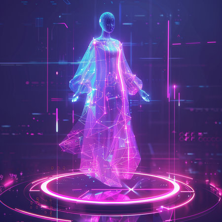 Abstract futuristic hologram woman. 3D rendering. Futuristic background.の素材