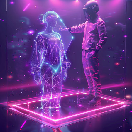 3D rendering of a robot and a mannequin in front of a glowing backgroundの素材