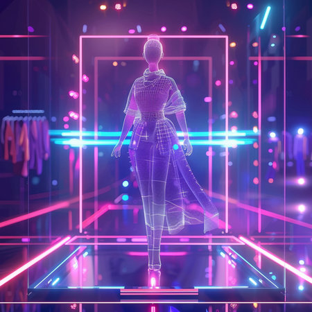 3d rendering of mannequin in neon lights. Futuristic backgroundの素材