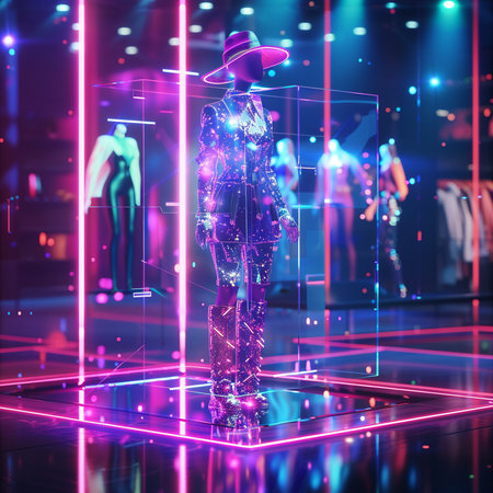 Fashion mannequin in neon light. 3D Renderingの素材