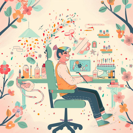 Vector illustration of manicure salon. Manicurist makes manicureの素材