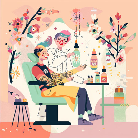 Beauty salon vector illustration. Woman hairdresser at work.の素材