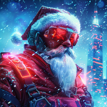 Portrait of Santa Claus in the city. 3D rendering.の素材