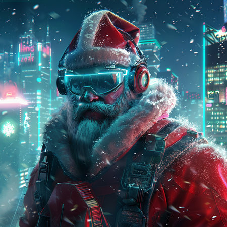 Portrait of Santa Claus in the city. 3D rendering.の素材