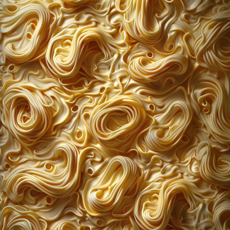 close up of yellow instant noodle texture as very nice food backgroundの素材
