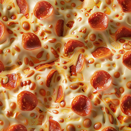 Pizza with salami. Seamless pattern. Top view.の素材