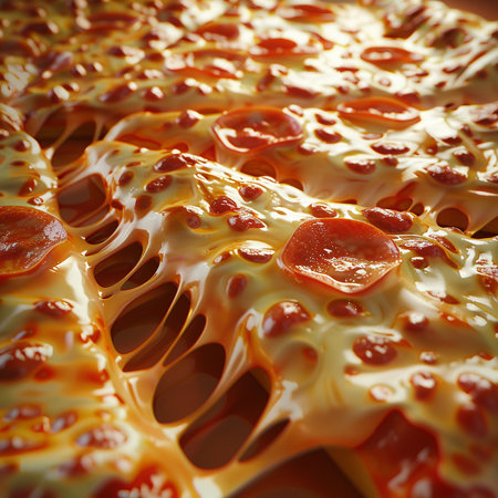 Slices of pizza with tomato sauce, close-up.の素材
