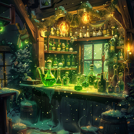 Illustration of a Christmas market in the old town of Zell am See, Austriaの素材