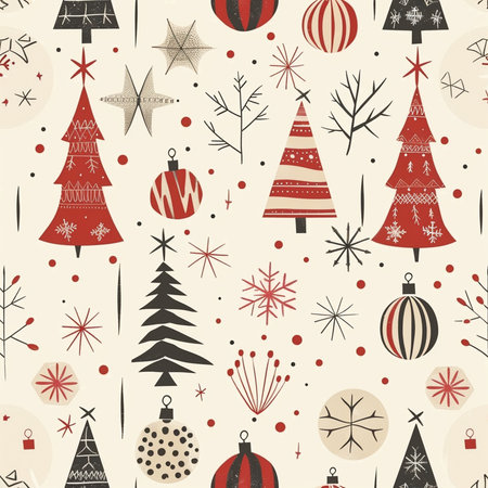 Seamless pattern with christmas tree and snowflakes.の素材