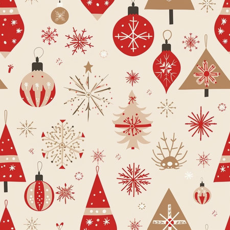 Seamless pattern with Christmas tree and snowflakes. Vector illustration.の素材