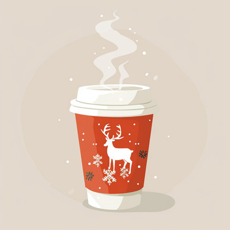 Coffee cup with christmas ornament on it. Vector illustration.の素材