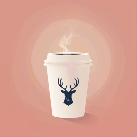 Coffee cup with reindeer antlers. Vector illustrationの素材