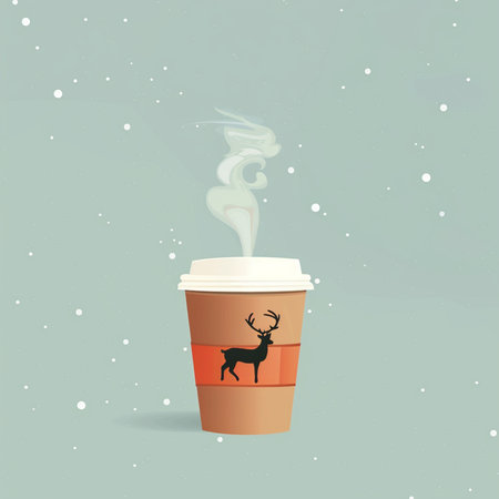 Coffee cup with a reindeer. Vector illustration.の素材