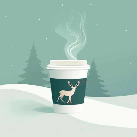 Coffee cup with reindeer print. Vector illustration.の素材