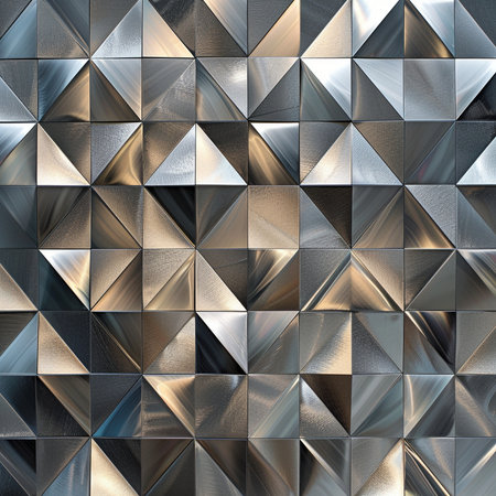 Seamless pattern of metallic cubes. 3d rendering, 3d illustration.の素材