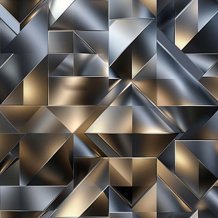 Seamless texture of silver and golden triangles. 3d renderingの素材