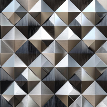 Seamless texture of metal triangles. 3d rendering, 3d illustration.の素材