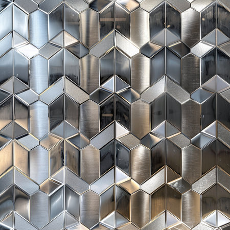 abstract metal background - closeup of metal hexagon pattern - industrial backgroundの素材