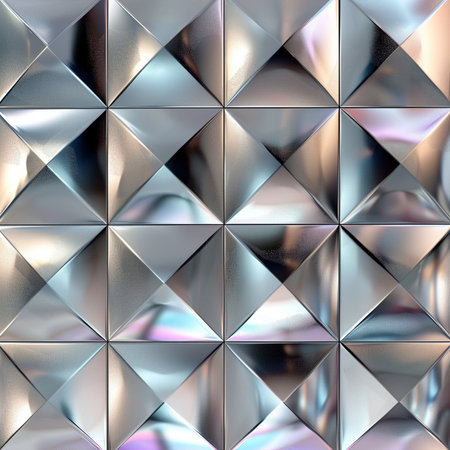 3d render of abstract metallic background with triangles. Seamless pattern.の素材