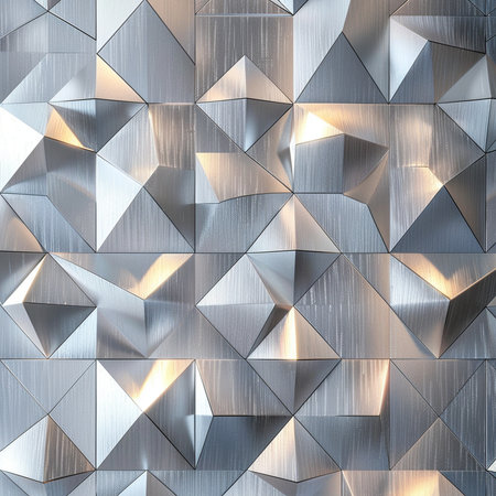 3d render of metal background with rhombus pattern, square shapeの素材