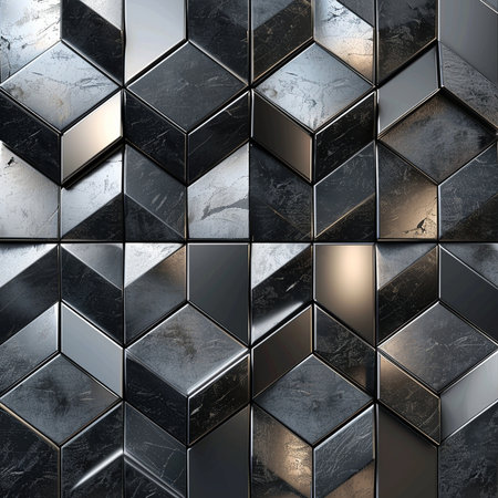 3D render of a metal background with some cubic elements in itの素材