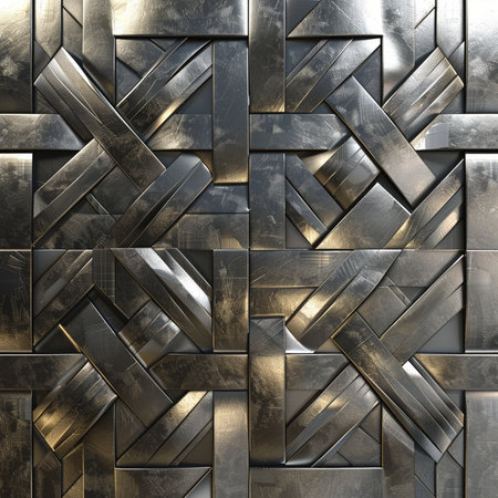 Metal background with rhombus pattern. 3d rendering, 3d illustration.の素材