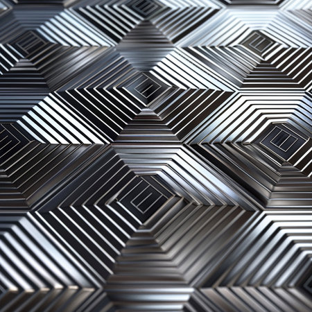 Metal background with hexagons, 3d rendering. Computer digital drawing.の素材