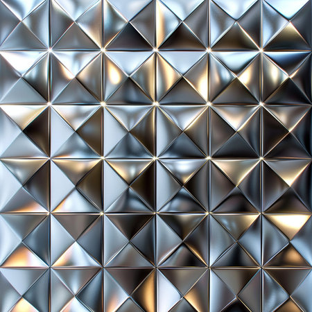 Seamless pattern of black and silver triangles. 3d renderingの素材