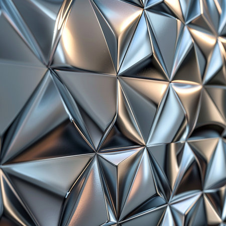 3d rendering of abstract metal surface with extruded elements in itの素材