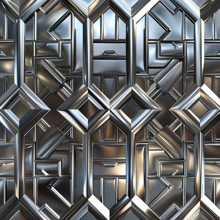 Metal background. Seamless texture. 3D rendering. Metallic patternの素材