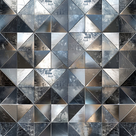 abstract background of metal triangle mosaic pattern, 3d render illustrationの素材