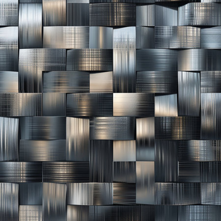 Metal background with a pattern of squares. 3d rendering, 3d illustration.の素材