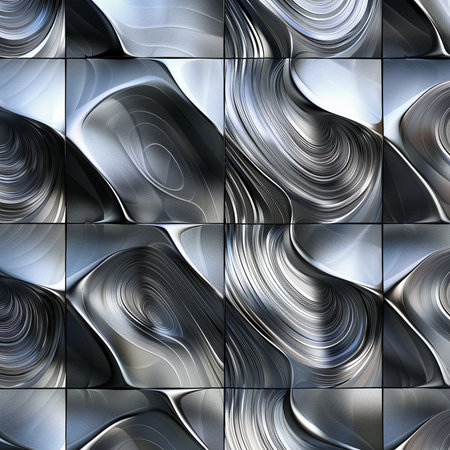 Abstract metal background. Seamless texture. 3D rendering.の素材
