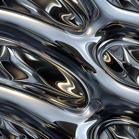 3d render of metallic chrome background with some smooth lines in itの素材