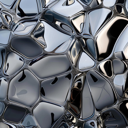 3D rendering of a metal surface with some reflections in it.の素材
