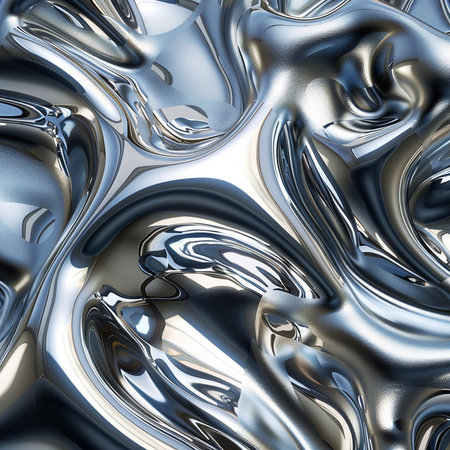 3d render of metallic background with some smooth folds in it.の素材
