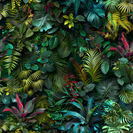 Seamless pattern with tropical leaves. Exotic jungle background.の素材