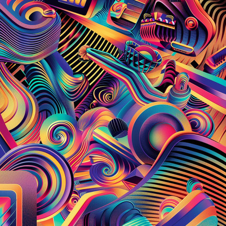 Abstract colorful background. Psychedelic design. Digital art. Vector illustration.の素材
