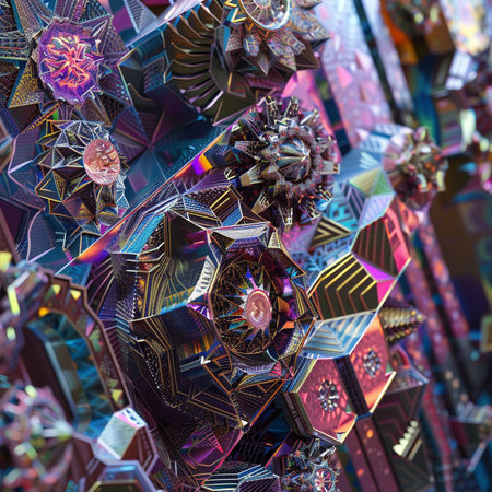 Abstract background of geometric shapes. 3d rendering, 3d illustration.の素材