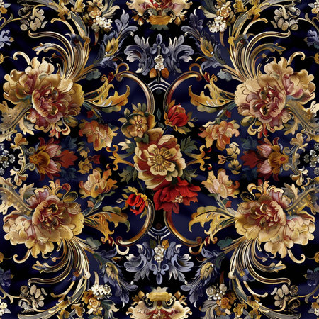 Seamless floral pattern with damask, baroque, damask.の素材