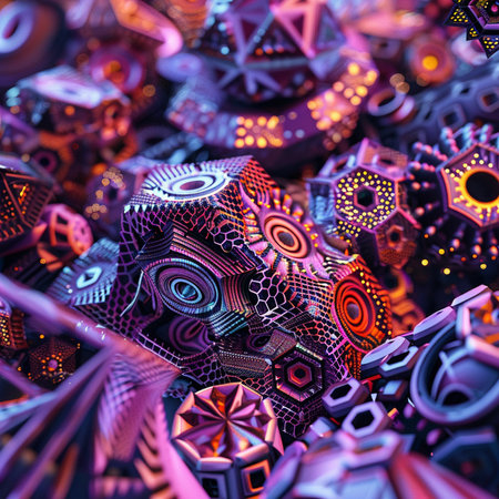 3d illustration of abstract geometric composition,digital art works. 3d rendering.の素材