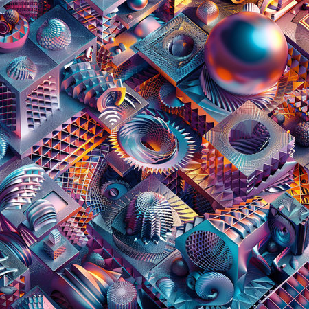 3d render, abstract geometric background, computer-generated image.の素材