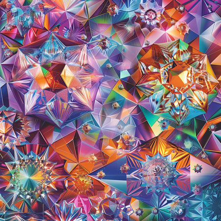 Seamless pattern with crystals. Abstract background. 3D rendering.の素材